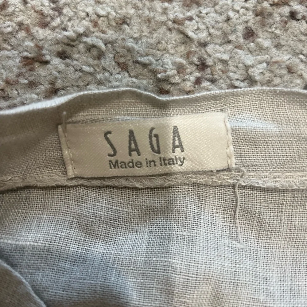 SAGA Women Sz M Blazer Cardigan Linen Lightweight Open Front Gray Lagenlook Boho